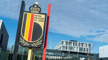 Logo en hoofdgebouw van de Koninklijke Belgische Voetbalbond