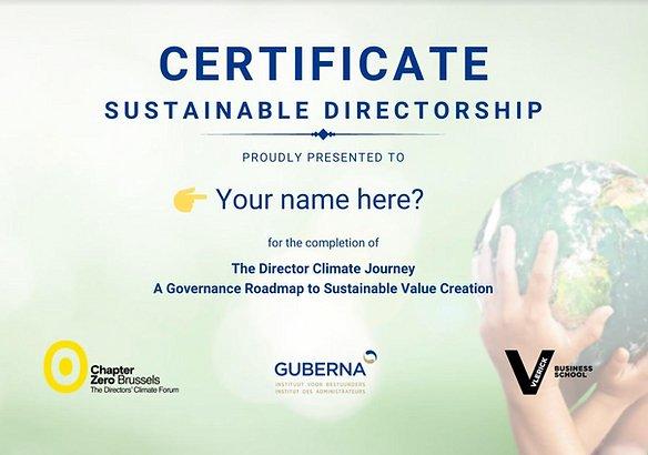 Certificate of Sustainable Directorship